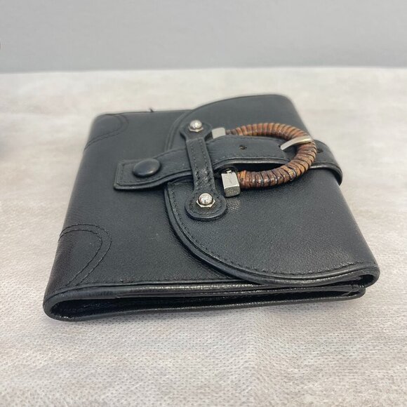 Salvatore Ferragamo Black Leather Bifold Wallet w/ Bamboo Gancini - Preowned - Picture 7 of 13